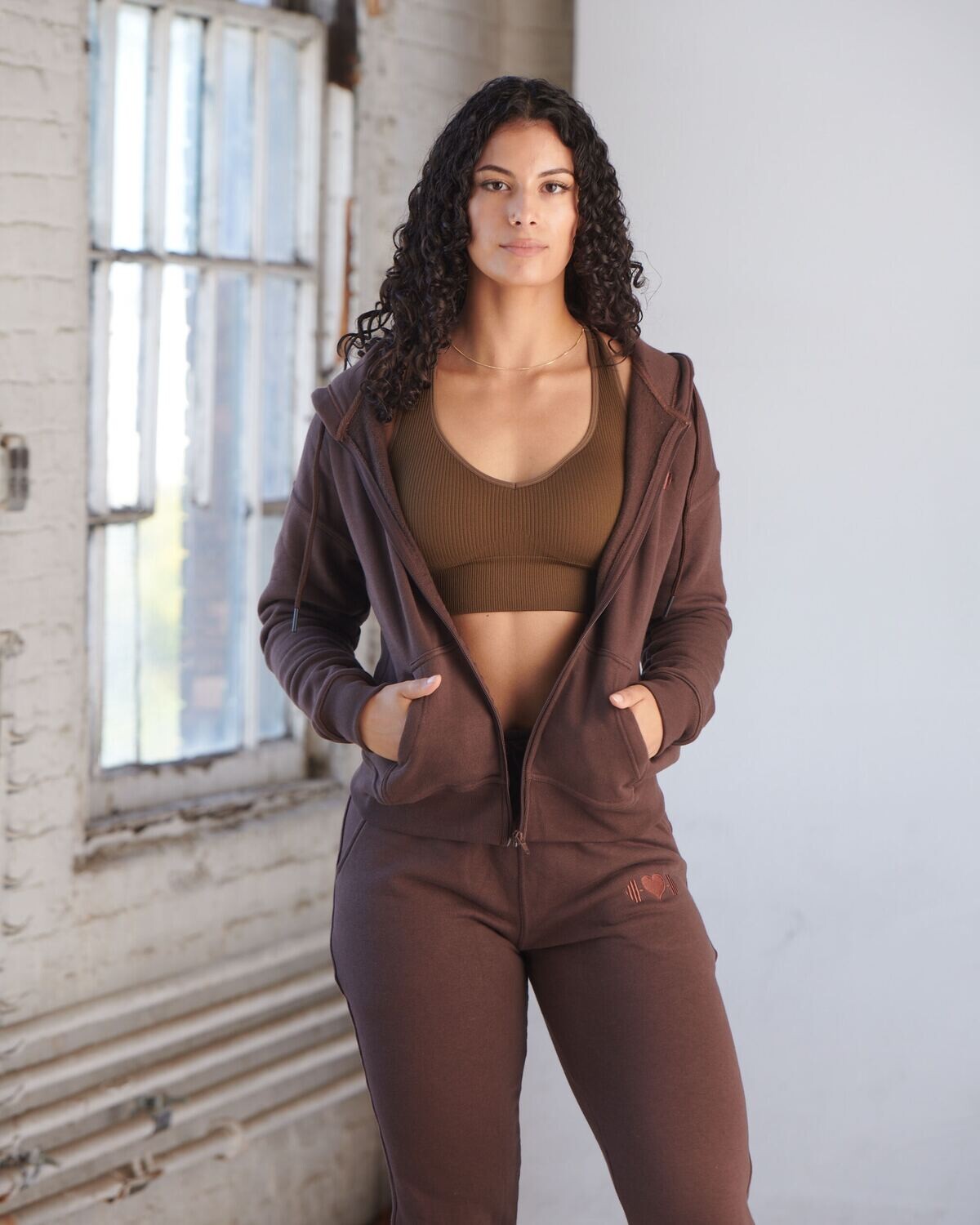 Cozy Performance Zip Up Hoodie (Chocolate Cake)