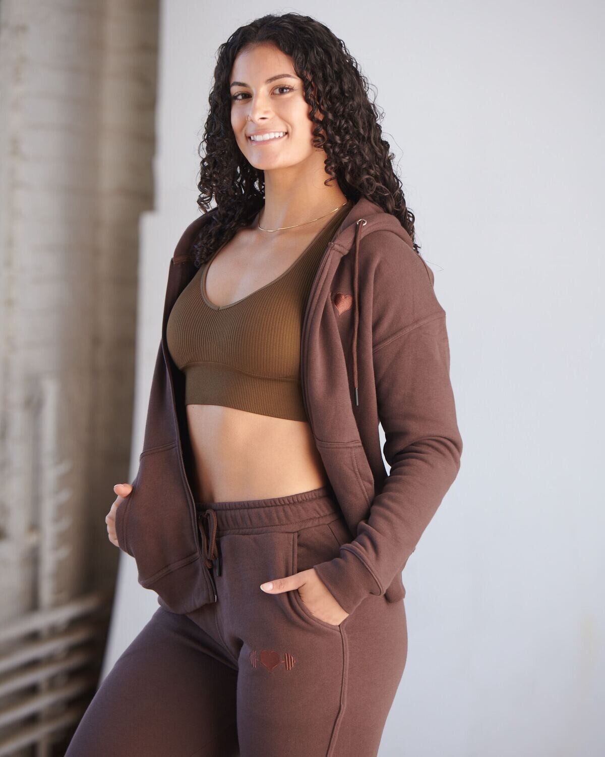Cozy Performance Zip Up Hoodie (Chocolate Cake)