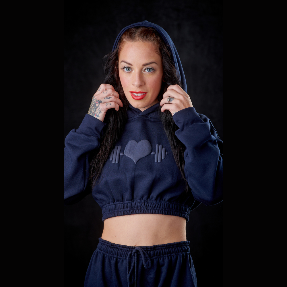 Puff Logo Crop Hoodie (Blueberry Topping)