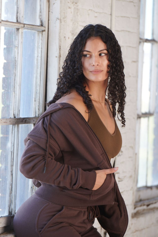 Cozy Performance Zip Up Hoodie (Chocolate Cake)