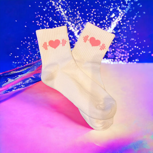 Performance Socks (White with Pink Logo)